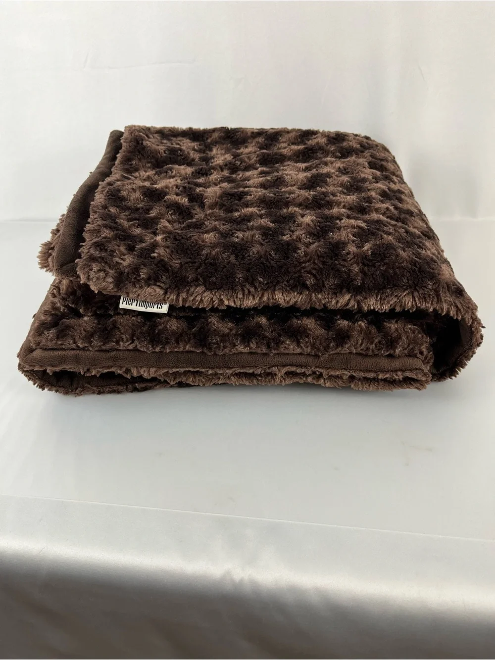 Pier 1 Imports Faux Fur Reversible Throw Blanket Mink Dark Brown 48” x 60”